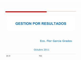 Octubre 2011 GESTION POR RESULTADOS 20:18 FGG Eco. Flor Garcia Grados 