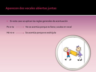    En este caso se aplican las reglas generales de acentuación

Po-e-ta            No se acentúa porque es llana y acaba en vocal

Hé-ro-e            Se acentúa porque es esdrújula
 