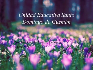 Unidad Educativa Santo
Domingo de Guzmán
Nombre: Camila Álvarez Ledesma
Curso: 9 “D”
 