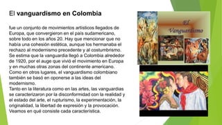 Diapositiva- Español del vanguardismo en colombia | PPTX