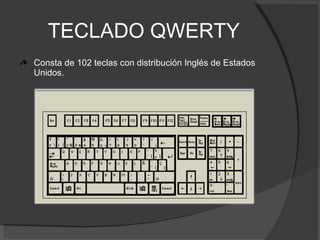 TECLADO QWERTY  Consta de 102 teclas con distribución Inglés de Estados Unidos. 