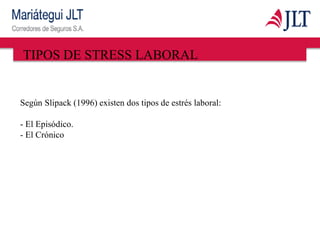 TIPOS DE STRESS LABORAL
Según Slipack (1996) existen dos tipos de estrés laboral:
- El Episódico.
- El Crónico
 