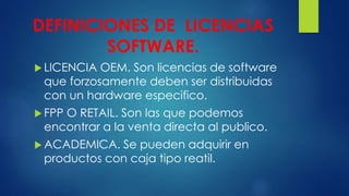 LEY DE LA PROPIEDAD INTELECTUAL Y LICENCIAS DE SOFTWARE | PPTX