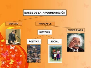 PROBABLEVERDAD
HISTORIA
EXPERIENCIA
BASES DE LA ARGUMENTACIÓN
POLÍTICA SOCIAL
 