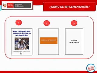 ¿CÓMO SE IMPLEMENTARÁN?
GUÍA DE
MONITOREO
1 2 3
 