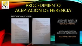LA aceptacion de herencia notarial se clasifica en dos tipos de ...