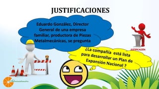 Eduardo González, Director
General de una empresa
familiar, productora de Piezas
Metalmecánicas, se pregunta
JUSTIFICACIONES
 
