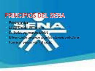  Primero la vida
 La dignidad del ser humano
 La libertad con responsabilidad
 El bien común prevalece sobre las intereses particulares
 Formación para la vida y el trabajo
 