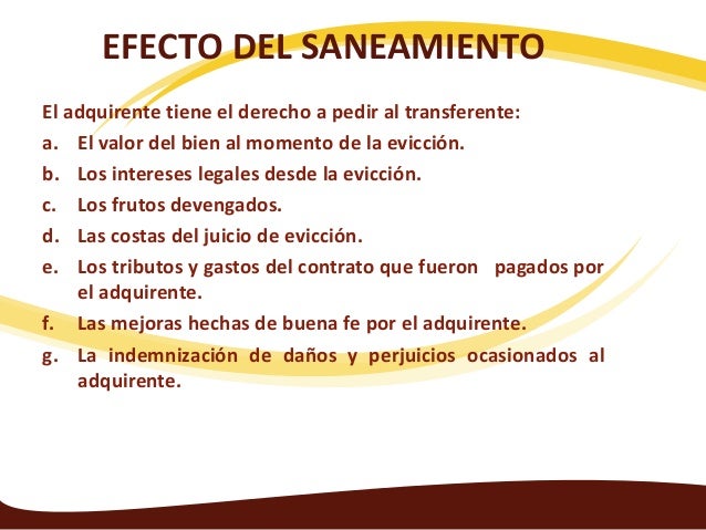 Diapositiva de saneamiento por eviccion total