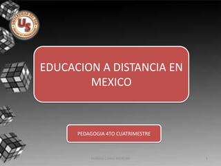 EDUCACION A DISTANCIA EN
        MEXICO



      PEDAGOGIA 4TO CUATRIMESTRE



          MARINA CANUL MORENO      1
 