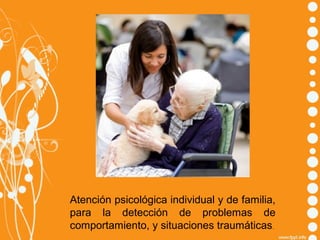 Atención psicológica individual y de familia,
para la detección de problemas de
comportamiento, y situaciones traumáticas.

 