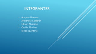 INTEGRANTES
• Amparo Guevara
• Alexandra Calderón
• Édison Alvarado
• Cecilia Sánchez
• Diego Quintana
 