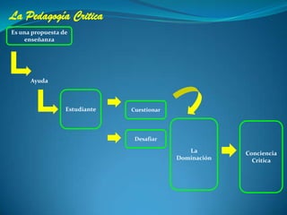 La Pedagogía Critica Es una propuesta de enseñanza Ayuda Estudiante Cuestionar La Dominación Conciencia Critica Desafiar  
