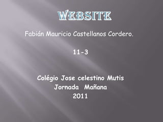 WEBSITE Fabián Mauricio Castellanos Cordero. 11-3 Colégio Jose celestino Mutis Jornada Mañana 2011 