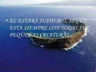 EL ESTABA JUSTO AHÍ, SEGÚN ESTA SIEMPRE CON TODAS SUS PEQUEÑAS CRIATURAS