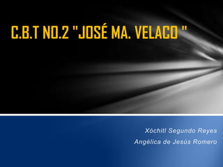 C.B.T NO.2 "JOSÉ MA. VELACO "
Xóchitl Segundo Reyes
Angélica de Jesús Romero
 
