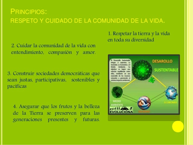 PRINCIPIOS: 
RESPETO Y CUIDADO DE LA COMUNIDAD DE LA VIDA. 
2. Cuidar la comunidad de la vida con 
entendimiento, compasió...