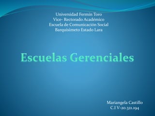 Universidad Fermín Toro
Vice- Rectorado Académico
Escuela de Comunicación Social
Barquisimeto Estado Lara
Mariangela Castillo
C.I V-20.321.194
 