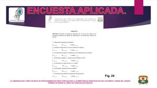 LA OBSERVACION COMO TECNICA DE PROCEDIMIENTOS PARA FORTALECER LA COMPETENCIA INVESTIGATIVA EN LOS NIÑOS Y NIÑAS DEL GRADO
PRIMERO B DESDE EL AREA DE CIENCIAS NATURALES
Fig. 24
 