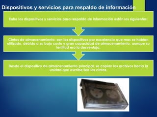 Dispositivos y servicios para respaldo de información