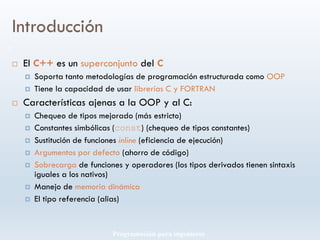 C++ diapositivas, introducción, operadores y funciones | PDF