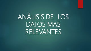 ANÁLISIS DE LOS
DATOS MAS
RELEVANTES
 