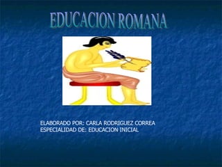 EDUCACION ROMANA ELABORADO POR: CARLA RODRIGUEZ CORREA ESPECIALIDAD DE: EDUCACION INICIAL 