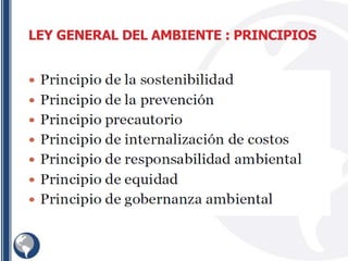 LEY GENERAL DEL AMBIENTE : PRINCIPIOS
 