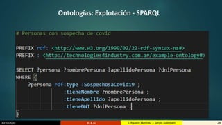 30/10/2020 BI & AI 28J. Agustín Martínez – Sergio Salimbeni
Ontologías: Explotación - SPARQL
 