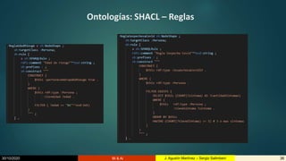 30/10/2020 BI & AI 36J. Agustín Martínez – Sergio Salimbeni
Ontologías: SHACL – Reglas
 