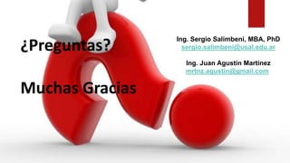 30/10/2020 BI & AI 51J. Agustín Martínez – Sergio Salimbeni
¿Preguntas?
Muchas Gracias
Ing. Sergio Salimbeni, MBA, PhD
sergio.salimbeni@usal.edu.ar
Ing. Juan Agustín Martínez
mrtnz.agustin@gmail.com
 