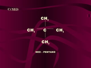 C) NEO:

CH 3
CH 3

C
CH 3
NEO - PENTANO

CH 3

 