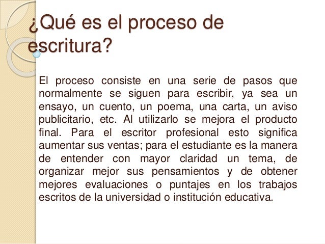 EL PROCESO DE ESCRITURA