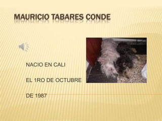 MAURICIO TABARES CONDE
NACIO EN CALI
EL 1RO DE OCTUBRE
DE 1987
 