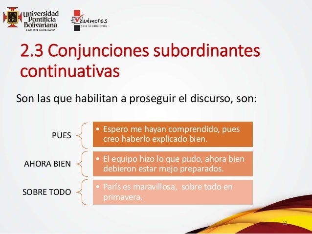 Resultado de imagen de conjunciones continuativas"