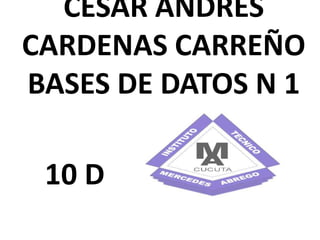 CESAR ANDRES
CARDENAS CARREÑO
BASES DE DATOS N 1

 10 D
 