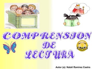 1) DEFINICION DE COMPRENSION
                               3) METODO PARA LA COMPRENSIÓN
DE LECTURA
                               DE LECTURA


                                      4) BIBLIOGRAFIA
  2) DEFINICION DE LEER




                                                               Autor (a): Natali Ramírez Castro
 