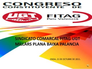SINDICATO COMARCAL FITAG UGT
MILLARS PLANA BAIXA PALANCIA


               ONDA, 21 DE OCTUBRE DE 2011.
 