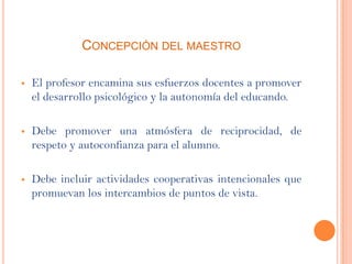 Los esquemas de conocimiento.Punto de partidaEl proceso de aprendizaje lo constituye el conocimiento del estado inicial del alumno:Su disposición personal para aprender.