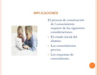 Postura constructivista socialEl constructivismo es un modelo o enfoque educativo que sostiene que la persona no es producto del ambiente o un simple resultado de la herencia genética. La persona es una construcción propia de los aspectos cognitivos, sociales y afectivos del comportamiento.