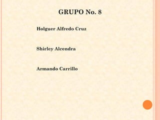 GRUPO No. 8 Holguer Alfredo Cruz Shirley Alcendra Armando Carrillo  