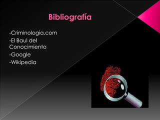 -Criminologia.com
-El Baul del
Conocimiento
-Google
-Wikipedia

 