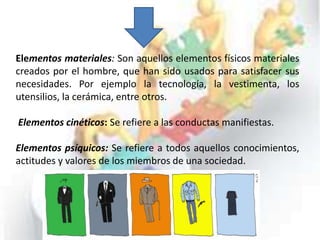 Elementos Inmateriales Diapositivas de Cultura. Comportamiento Organizacional | PPTX
