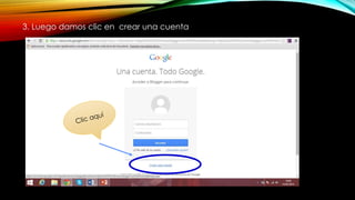 3. Luego damos clic en crear una cuenta
 