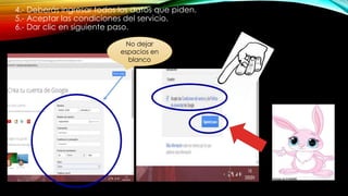 4.- Deberás ingresar todos los datos que piden.
5.- Aceptar las condiciones del servicio.
6.- Dar clic en siguiente paso.
No dejar
espacios en
blanco
 