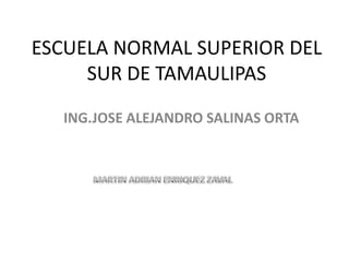 ESCUELA NORMAL SUPERIOR DEL SUR DE TAMAULIPAS ING.JOSE ALEJANDRO SALINAS ORTA MARTIN ADRIAN ENRIQUEZ ZAVAL 
