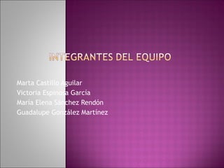 Marta Castillo Aguilar Victoria Espinosa García María Elena Sánchez Rendón  Guadalupe González Martínez 