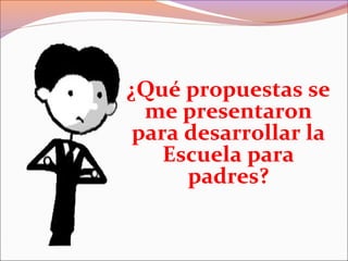 ¿Qué propuestas se
me presentaron
para desarrollar la
Escuela para
padres?
 