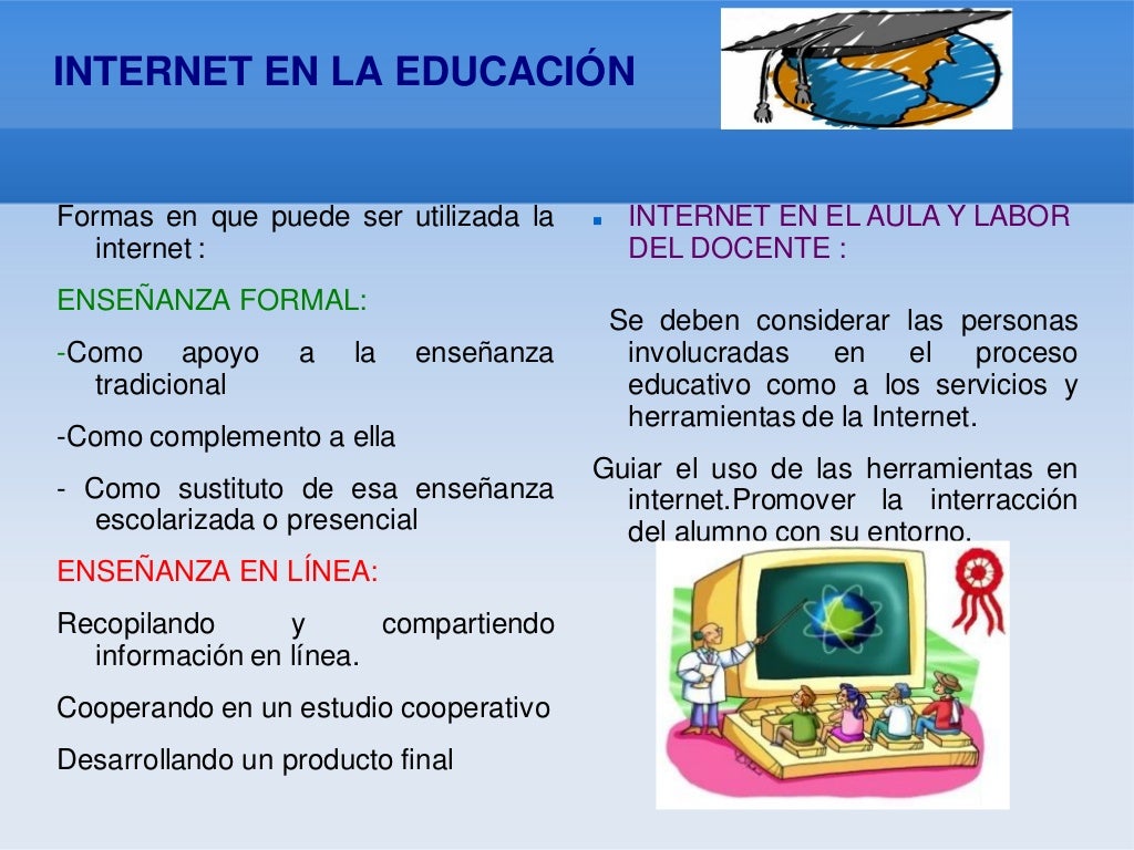 Diapositivas del impacto del internet en la educacion