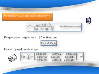 Propiedad 4. La correlación entre Y y




De que para cualquier otra      * se tiene que


En este ejemplo se tiene que




                             Powerpoint Templates
 